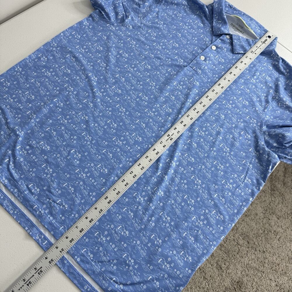 J.Crew Performance Mens Polo Shirt XXL Blue Golf Course Palm Tree Dog Printed - Picture 6 of 11